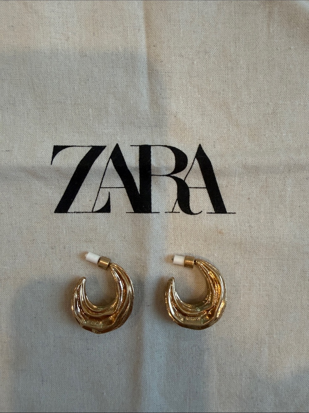 ZARA Gold Twisted Sculptural Hoop Earrings